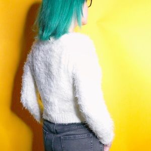 La Hearts Sweaters - Cream Fuzzy Cropped Sweater La Hearts Sweaters - Cream Fuzzy Cropped Sweater